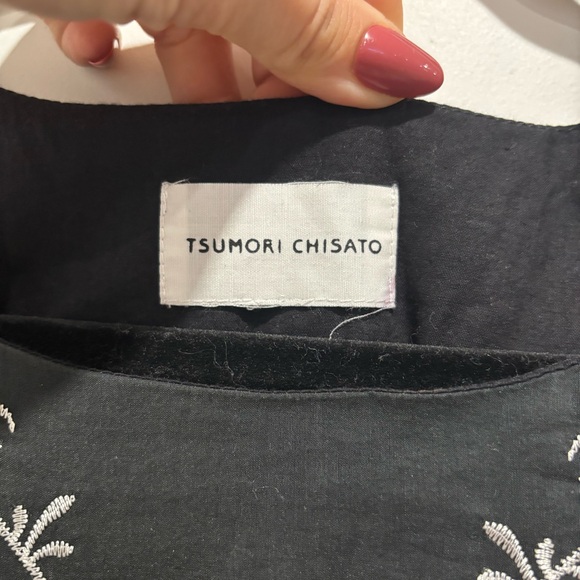 Tsumori Chisato Black silk blend dress with white embroidery - Picture 6 of 7